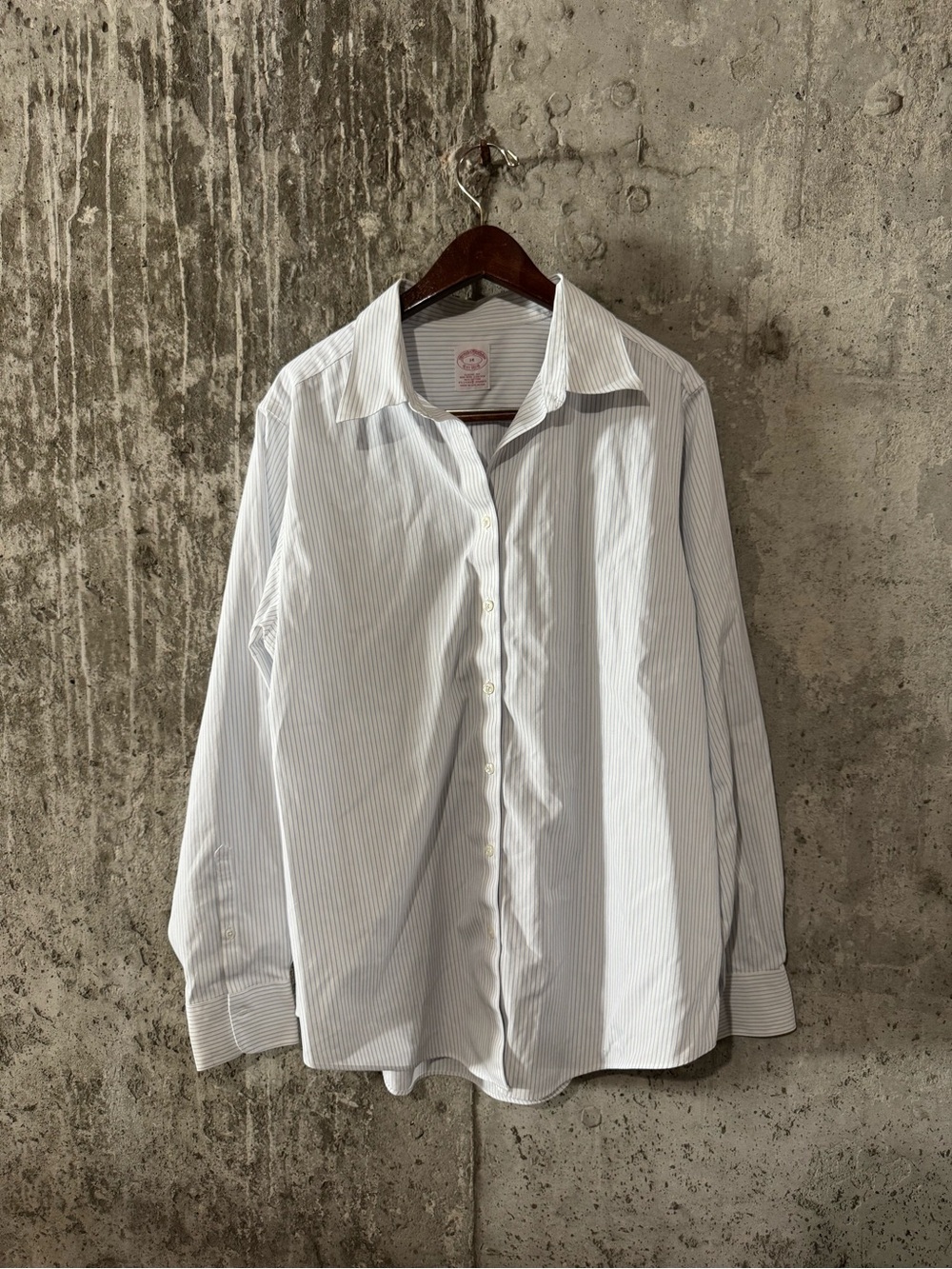 White with Light Blue Pinstripe Dress Shirt